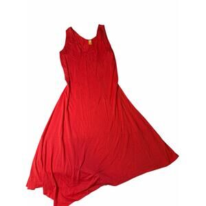 Lolë Olena Asymmetrical Hem Coral Pink Red Dress Flowy Lightweight Medium